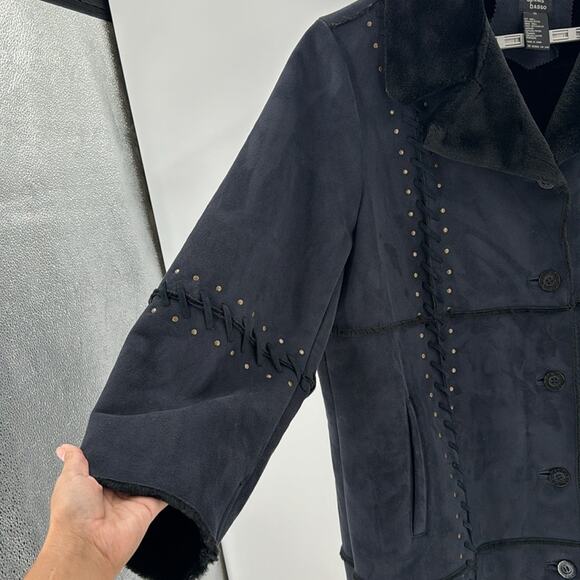 Dennis Basso 90s Faux Suede longline faux Suede whipstitch Western coat size 2XL - Picture 6 of 9